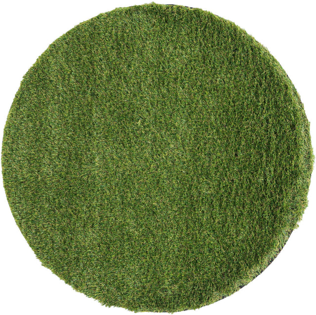 Green 3' 1 x 3' 1 Outdoor Grass Round Area Rug Thick Soft Touch Fluffy & Plush Shaggy Pile Weather Resistant for Patio, Deck, Terrace, Balcony, Porch