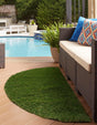 Green 2' 2 x 3' 7 Outdoor Grass Hearth Area Rug Thick Soft Touch Fluffy & Plush Shaggy Pile Weather Resistant for Patio, Deck, Terrace, Balcony, Porch