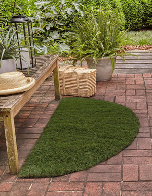 Green 2' 2 x 3' 7 Outdoor Grass Hearth Area Rug Thick Soft Touch Fluffy & Plush Shaggy Pile Weather Resistant for Patio, Deck, Terrace, Balcony, Porch