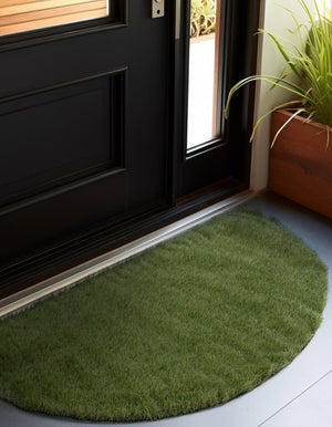 Green 2' 2 x 3' 7 Outdoor Grass Hearth Area Rug Thick Soft Touch Fluffy & Plush Shaggy Pile Weather Resistant for Patio, Deck, Terrace, Balcony, Porch