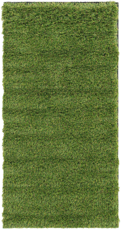 Green 2' x 4' 1 Outdoor Grass Runner Area Rug Thick Soft Touch Fluffy & Plush Shaggy Pile Weather Resistant for Patio, Deck, Terrace, Balcony, Porch