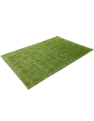 Green 4' 1 x 6' 1 Outdoor Grass Rectangle Area Rug Thick Soft Touch Fluffy & Plush Shaggy Pile Weather Resistant for Patio, Deck, Terrace, Balcony, Porch