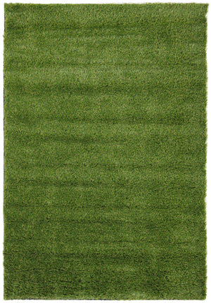 Green 4' 1 x 6' 1 Outdoor Grass Rectangle Area Rug Thick Soft Touch Fluffy & Plush Shaggy Pile Weather Resistant for Patio, Deck, Terrace, Balcony, Porch