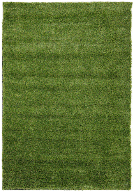 Green 4' 1 x 6' 1 Outdoor Grass Rectangle Area Rug Thick Soft Touch Fluffy & Plush Shaggy Pile Weather Resistant for Patio, Deck, Terrace, Balcony, Porch