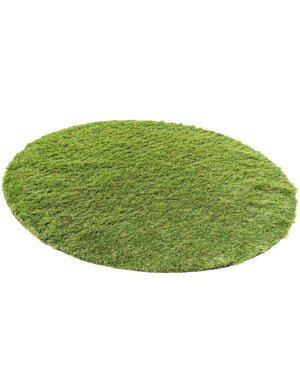 Green 5' 1 x 5' 1 Outdoor Grass Round Area Rug Thick Soft Touch Fluffy & Plush Shaggy Pile Weather Resistant for Patio, Deck, Terrace, Balcony, Porch