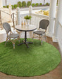 Green 7' 10 x 7' 10 Outdoor Grass Round Area Rug Thick Soft Touch Fluffy & Plush Shaggy Pile Weather Resistant for Patio, Deck, Terrace, Balcony, Porch Grass Carpet Mat for Sale at Rug Engine