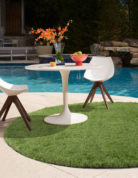 Green 5' 1 x 5' 1 Outdoor Grass Round Area Rug Thick Soft Touch Fluffy & Plush Shaggy Pile Weather Resistant for Patio, Deck, Terrace, Balcony, Porch Grass Carpet Mat for Sale at Rug Engine