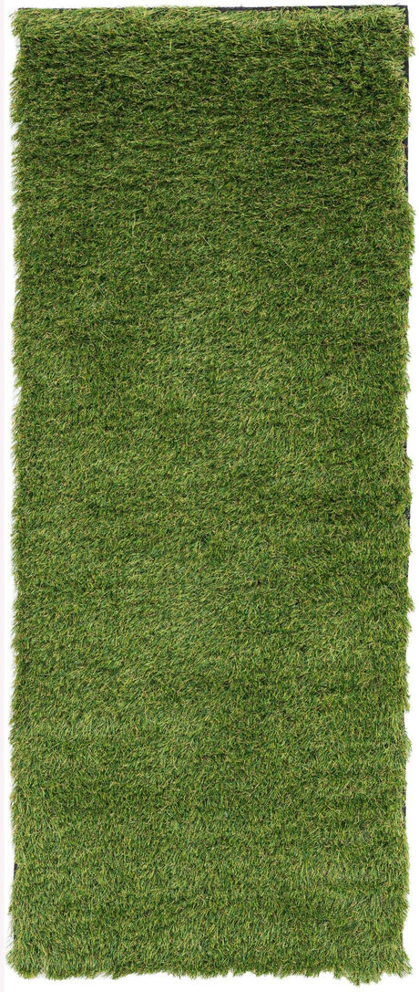 Green 2' x 5' 1 Outdoor Grass Runner Area Rug Thick Soft Touch Fluffy & Plush Shaggy Pile Weather Resistant for Patio, Deck, Terrace, Balcony, Porch