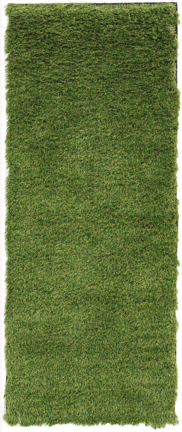 Green 2' x 5' 1 Outdoor Grass Runner Area Rug Thick Soft Touch Fluffy & Plush Shaggy Pile Weather Resistant for Patio, Deck, Terrace, Balcony, Porch