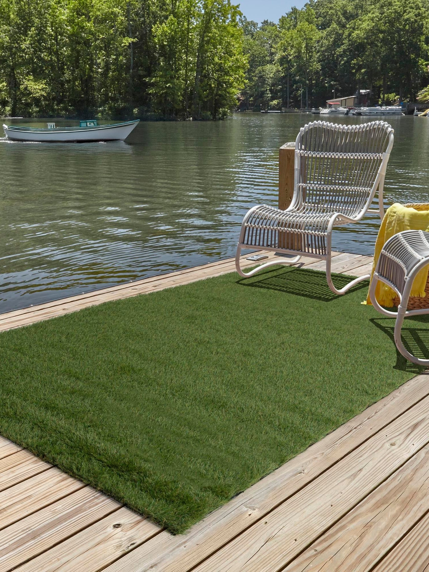 Green 9' x 12' Outdoor Grass Rectangle Area Rug Thick Soft Touch Fluffy & Plush Shaggy Pile Weather Resistant for Patio, Deck, Terrace, Balcony, Porch Grass Carpet Mat for Sale at Rug Engine