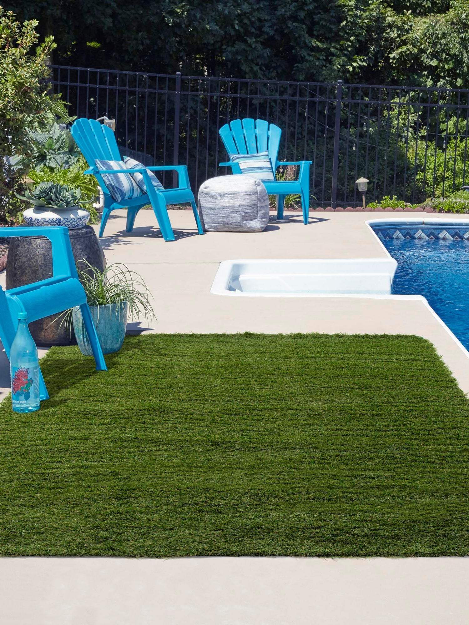 Green 5' 1 x 8' Outdoor Grass Rectangle Area Rug Thick Soft Touch Fluffy & Plush Shaggy Pile Weather Resistant for Patio, Deck, Terrace, Balcony, Porch Grass Carpet Mat for Sale at Rug Engine