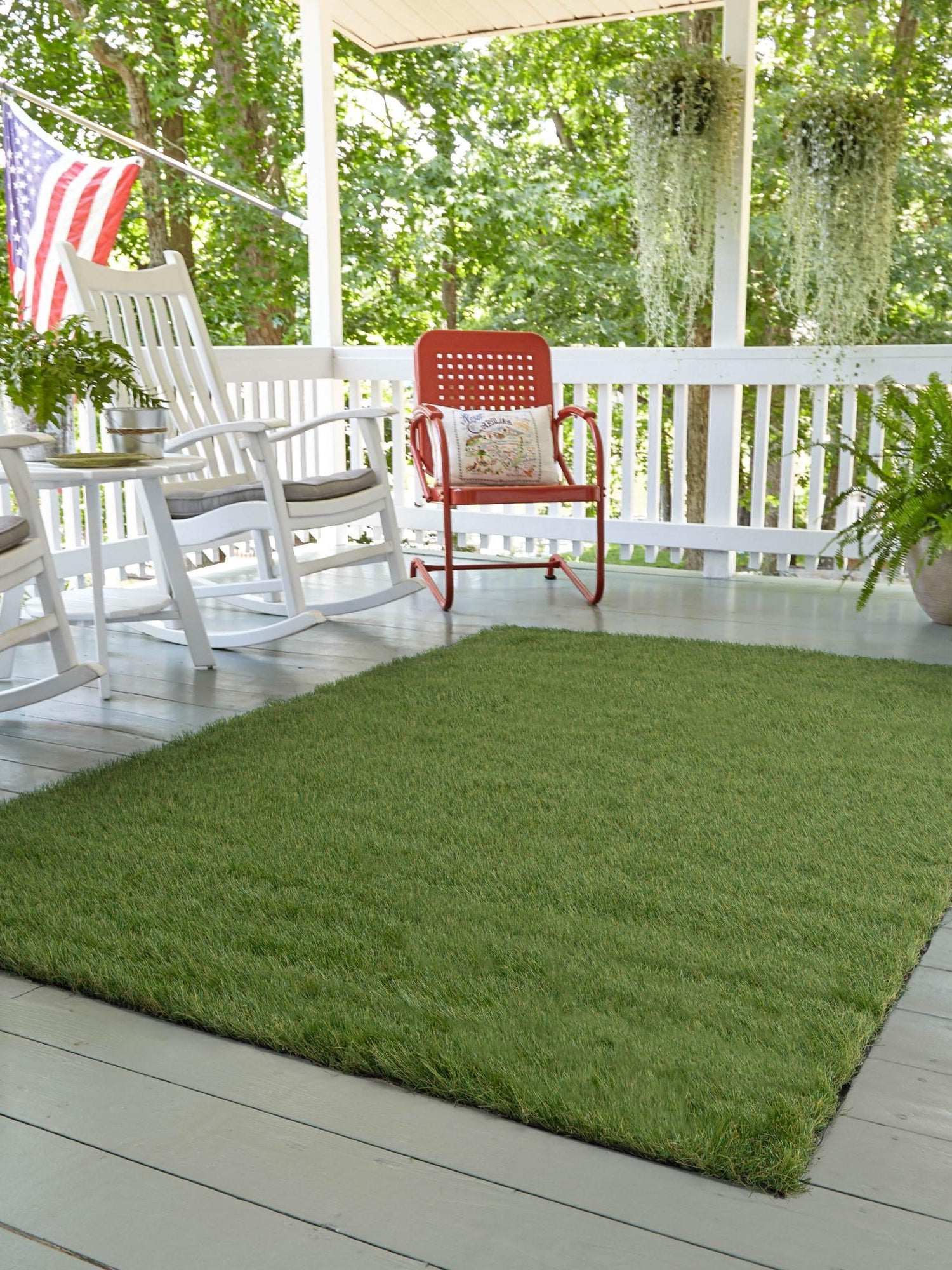 Green 6' 1 x 9' Outdoor Grass Rectangle Area Rug Thick Soft Touch Fluffy & Plush Shaggy Pile Weather Resistant for Patio, Deck, Terrace, Balcony, Porch Grass Carpet Mat for Sale at Rug Engine