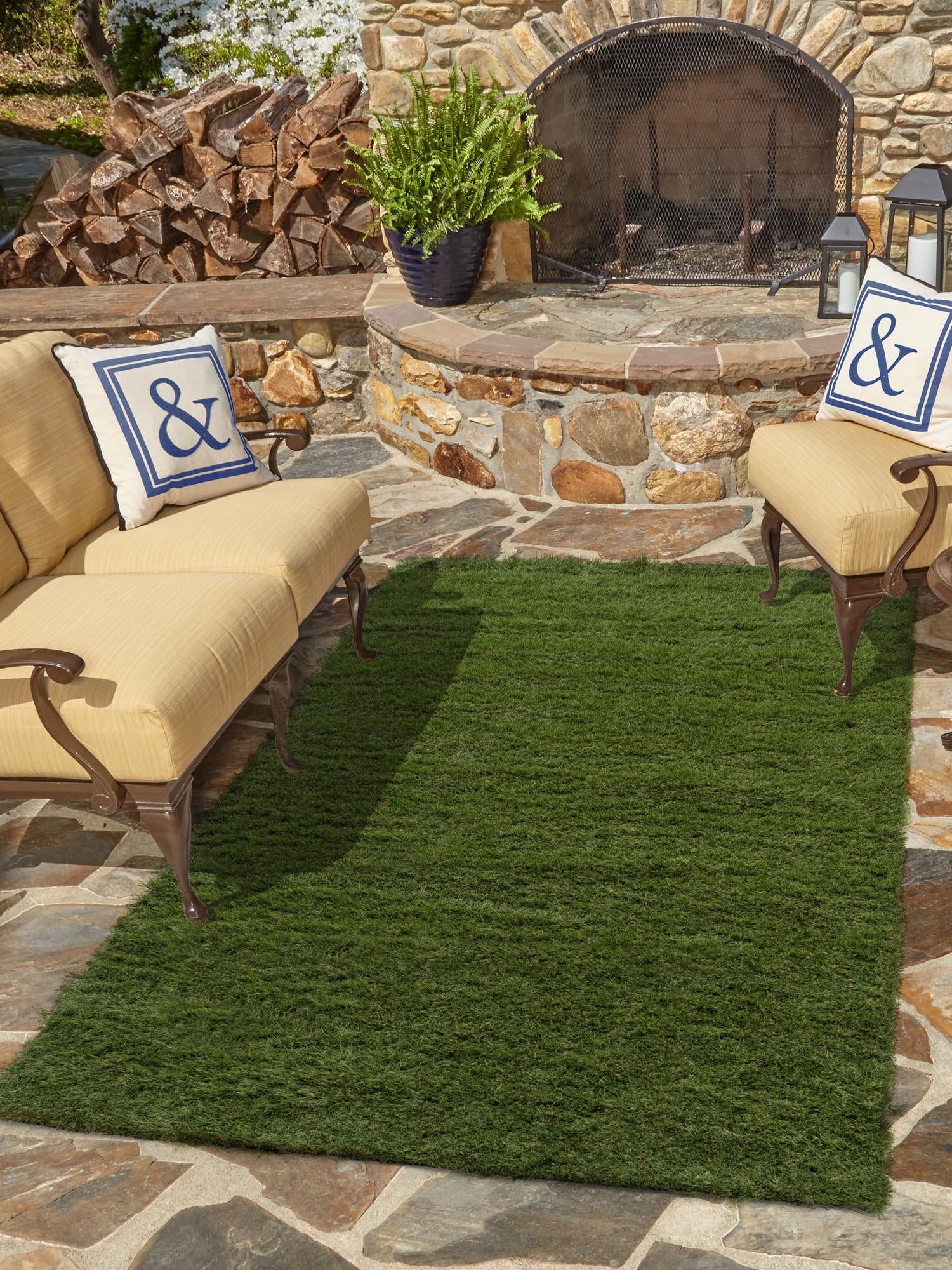 Green 10' x 14' 1 Outdoor Grass Rectangle Area Rug Thick Soft Touch Fluffy & Plush Shaggy Pile Weather Resistant for Patio, Deck, Terrace, Balcony, Porch Grass Carpet Mat for Sale at Rug Engine