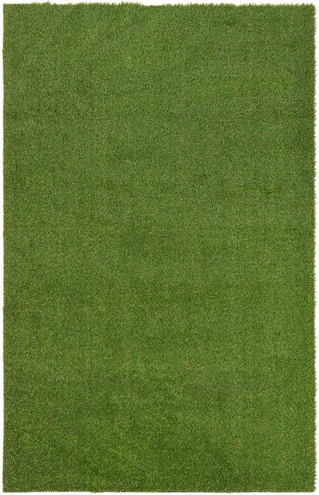 Green 5' 1 x 8' Outdoor Grass Rectangle Area Rug Thick Soft Touch Fluffy & Plush Shaggy Pile Weather Resistant for Patio, Deck, Terrace, Balcony, Porch