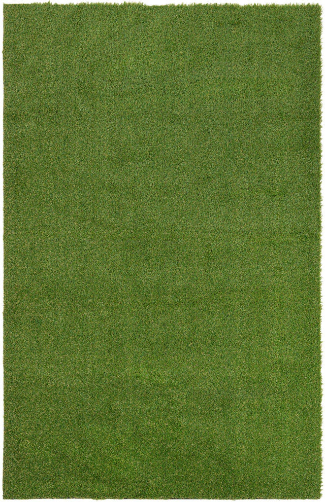 Green 5' 1 x 8' Outdoor Grass Rectangle Area Rug Thick Soft Touch Fluffy & Plush Shaggy Pile Weather Resistant for Patio, Deck, Terrace, Balcony, Porch