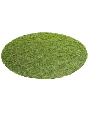 Green 6' 1 x 6' 1 Outdoor Grass Round Area Rug Thick Soft Touch Fluffy & Plush Shaggy Pile Weather Resistant for Patio, Deck, Terrace, Balcony, Porch