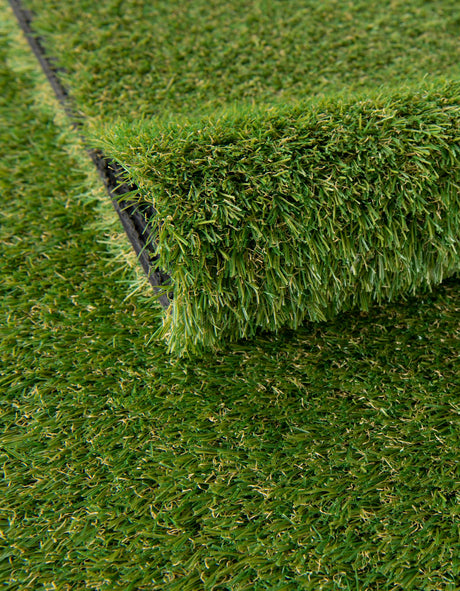 Green 5' 1 x 5' 1 Outdoor Grass Round Area Rug Thick Soft Touch Fluffy & Plush Shaggy Pile Weather Resistant for Patio, Deck, Terrace, Balcony, Porch Grass Carpet Mat for Sale at Rug Engine