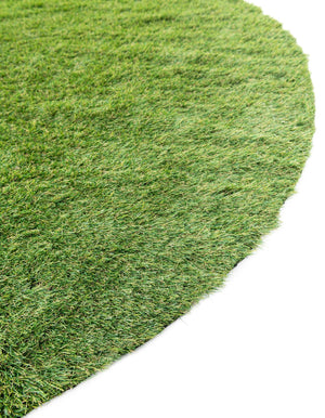 Green 5' 1 x 5' 1 Outdoor Grass Round Area Rug Thick Soft Touch Fluffy & Plush Shaggy Pile Weather Resistant for Patio, Deck, Terrace, Balcony, Porch