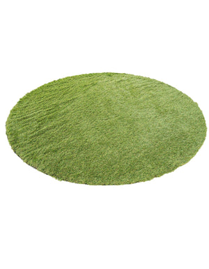 Green 6' 1 x 6' 1 Outdoor Grass Round Area Rug Thick Soft Touch Fluffy & Plush Shaggy Pile Weather Resistant for Patio, Deck, Terrace, Balcony, Porch