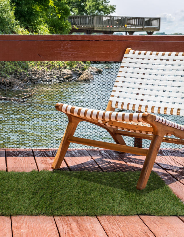 Green 2' x 4' 1 Outdoor Grass Runner Area Rug Thick Soft Touch Fluffy & Plush Shaggy Pile Weather Resistant for Patio, Deck, Terrace, Balcony, Porch