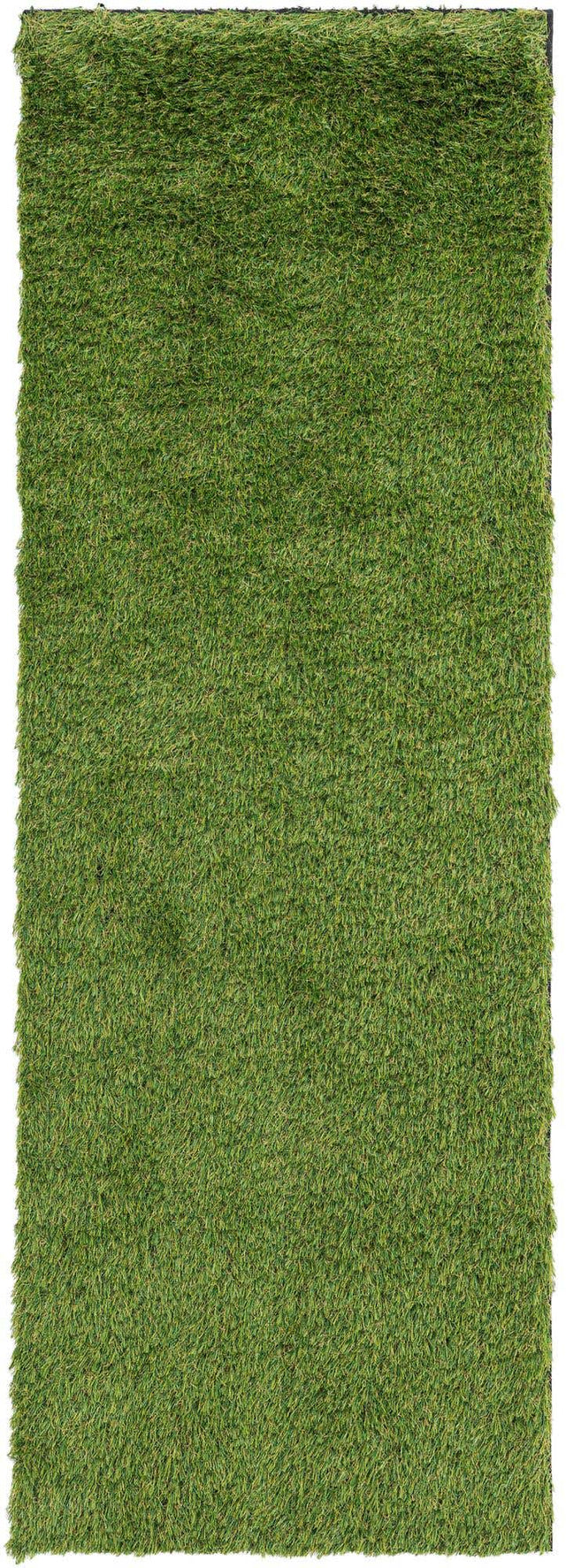 Green 2' x 6' 1 Outdoor Grass Runner Area Rug Thick Soft Touch Fluffy & Plush Shaggy Pile Weather Resistant for Patio, Deck, Terrace, Balcony, Porch