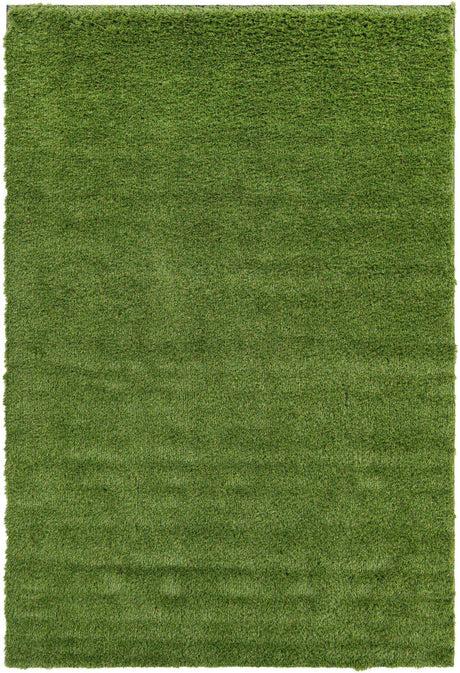 Green 6' 1 x 9' Outdoor Grass Rectangle Area Rug Thick Soft Touch Fluffy & Plush Shaggy Pile Weather Resistant for Patio, Deck, Terrace, Balcony, Porch