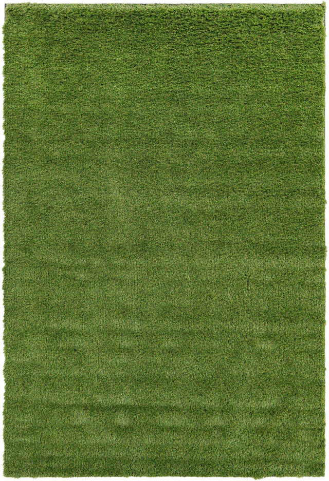 Green 6' 1 x 9' Outdoor Grass Rectangle Area Rug Thick Soft Touch Fluffy & Plush Shaggy Pile Weather Resistant for Patio, Deck, Terrace, Balcony, Porch