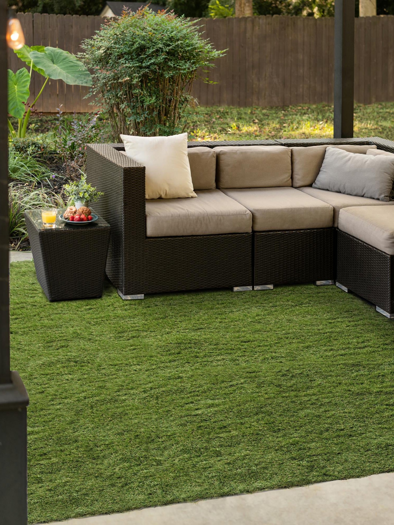 Green 7' 10 x 7' 10 Outdoor Grass Square Area Rug Thick Soft Touch Fluffy & Plush Shaggy Pile Weather Resistant for Patio, Deck, Terrace, Balcony, Porch Grass Carpet Mat for Sale at Rug Engine