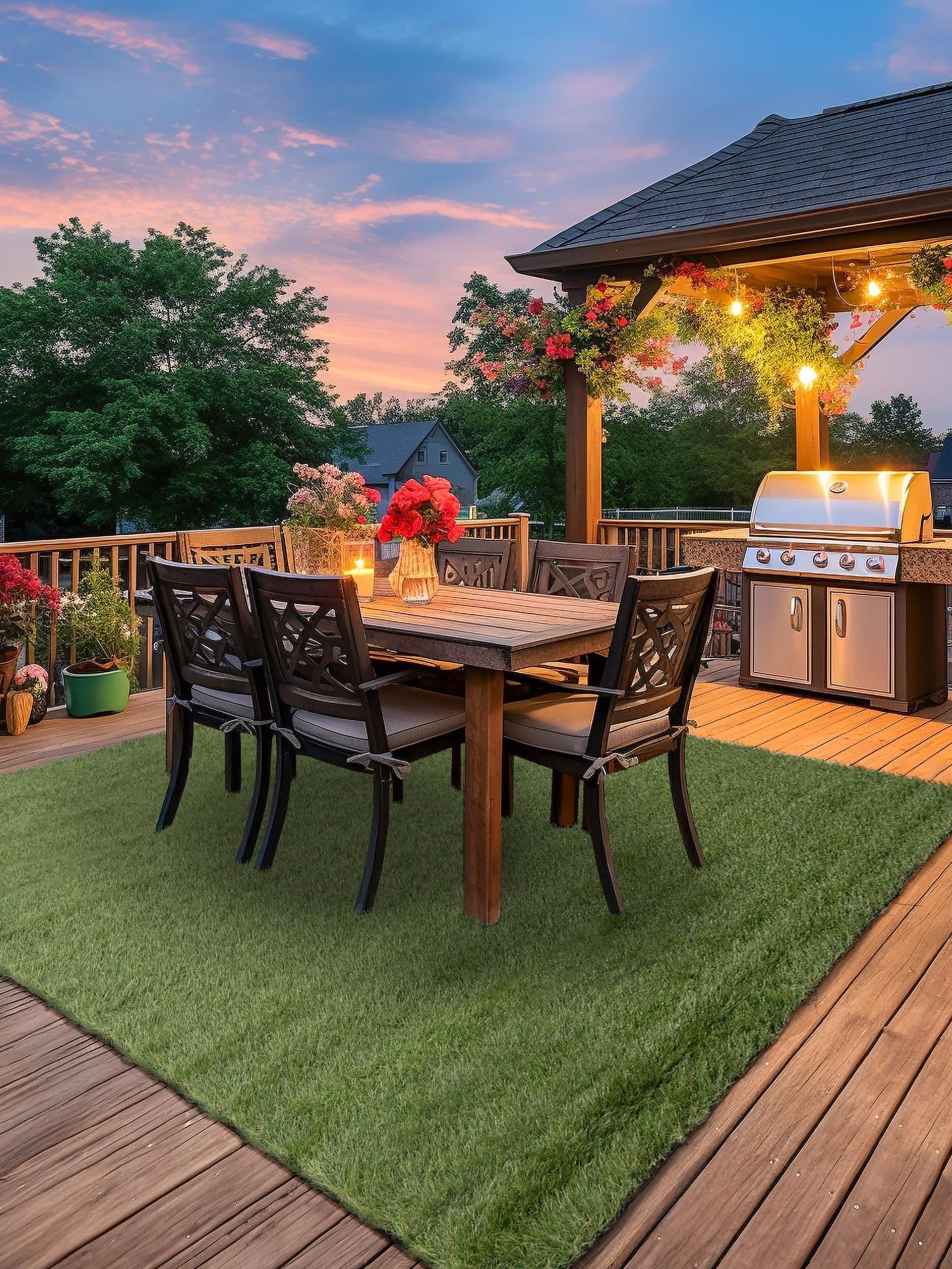 Green 7' 10 x 7' 10 Outdoor Grass Square Area Rug Thick Soft Touch Fluffy & Plush Shaggy Pile Weather Resistant for Patio, Deck, Terrace, Balcony, Porch Grass Carpet Mat for Sale at Rug Engine