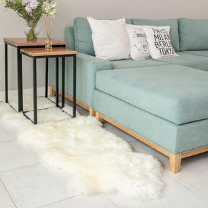 White 2' x 3' Natural Sheepskin Rectangle Rug