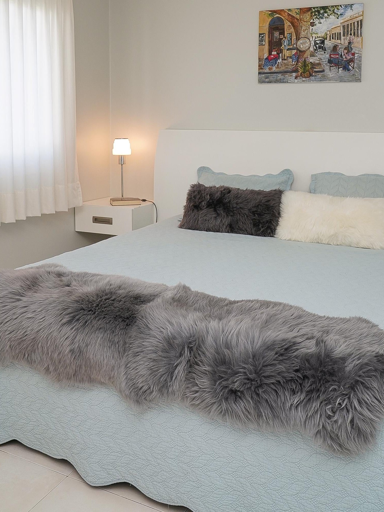 Gray 3' 3 x 6' Natural Sheepskin Freeform Area Rug 100% Genuine Luxury Soft Touch Shaggy Plush Pile Authentic Lambskin Carpet for Interior Design for Sale at Rug Engine
