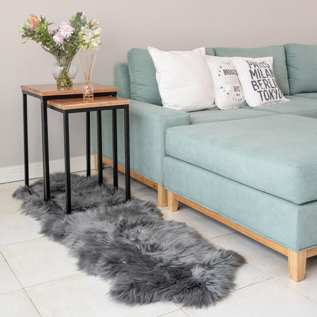 Gray 3' 3 x 6' Natural Sheepskin Freeform Area Rug 100% Genuine Luxury Soft Touch Shaggy Plush Pile Authentic Lambskin Carpet for Interior Design for Sale at Rug Engine