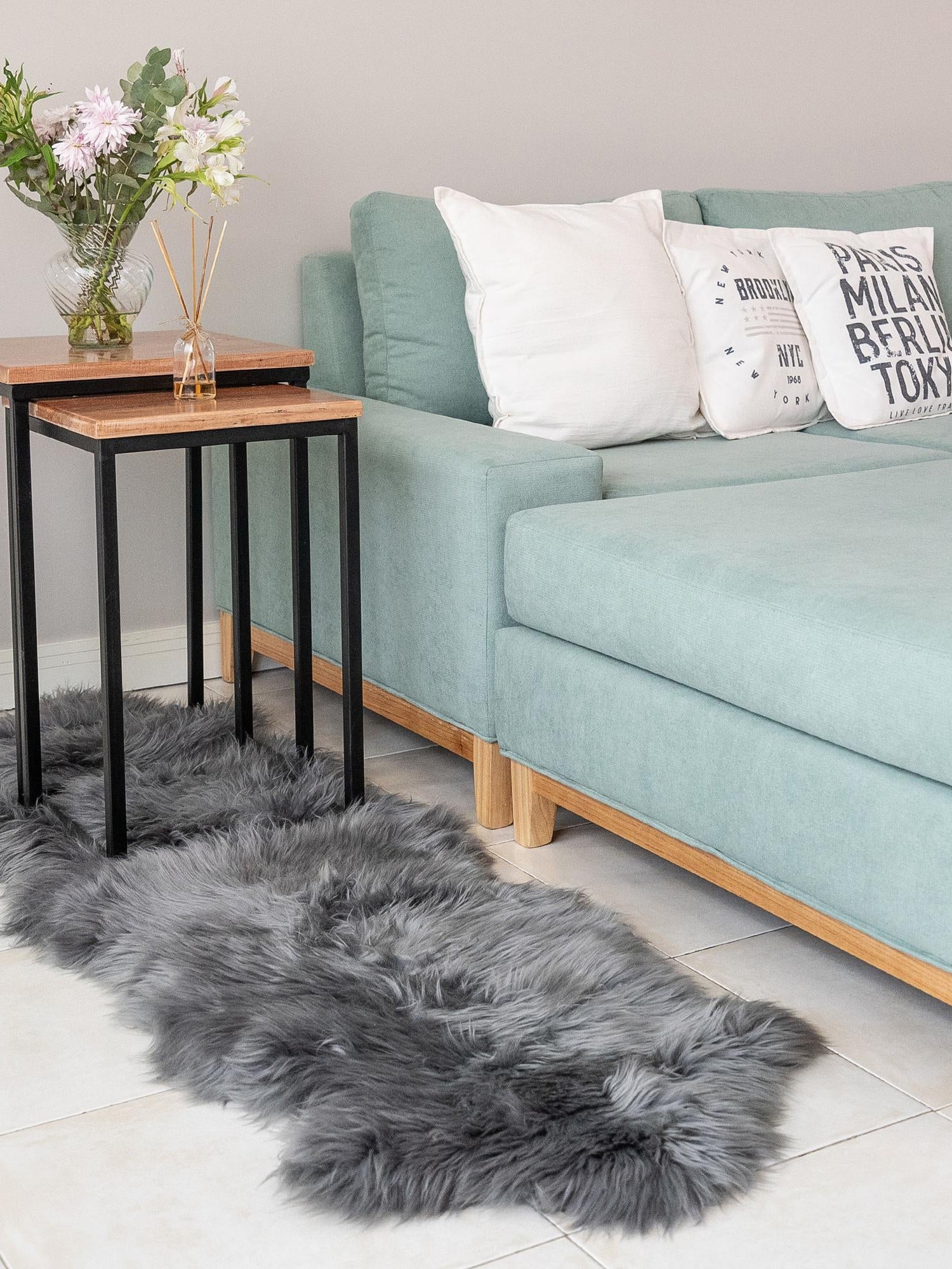 Gray 1' 10 x 3' Natural Sheepskin Freeform Area Rug 100% Genuine Luxury Soft Touch Shaggy Plush Pile Authentic Lambskin Carpet for Interior Design for Sale at Rug Engine