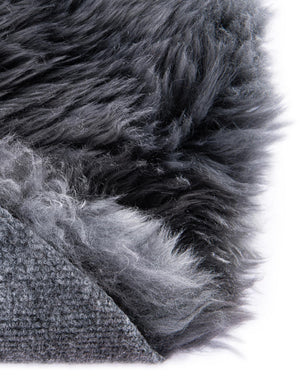 Gray 6' x 6' Natural Sheepskin Square Rug