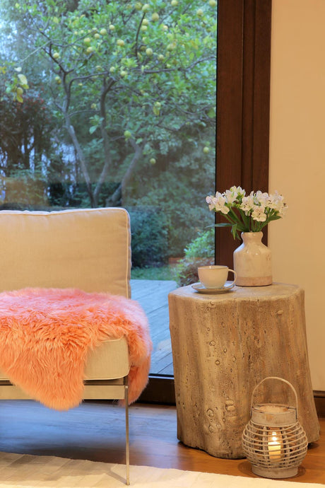 Pink 2' x 3' Natural Sheepskin Rectangle Rug
