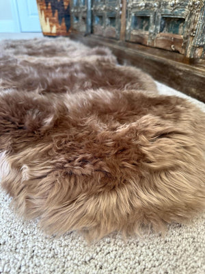 Beige 2' x 6' Natural Sheepskin Runner Rug