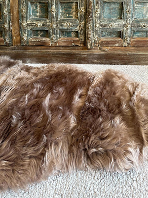 Beige 2' x 6' Natural Sheepskin Runner Rug