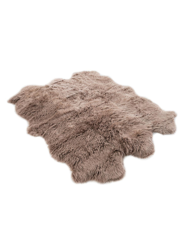 Beige 5' x 6' Natural Sheepskin Rectangle Rug