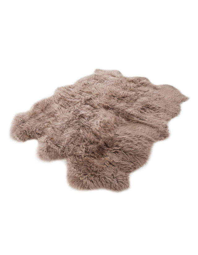 Beige 5' x 6' Natural Sheepskin Rectangle Rug