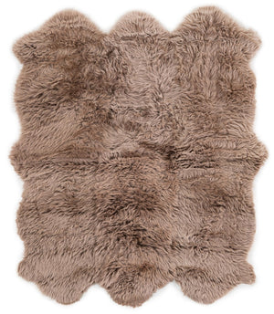 Beige 5' x 6' Natural Sheepskin Rectangle Rug