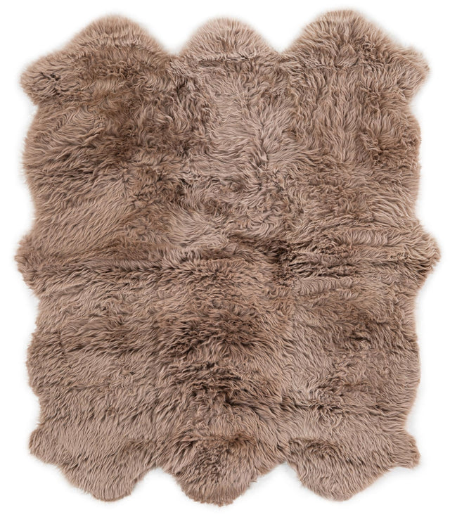 Beige 5' x 6' Natural Sheepskin Rectangle Rug