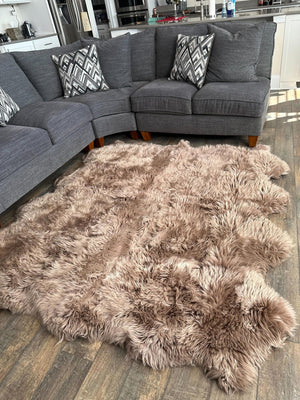 Beige 3' 3 x 6' Natural Sheepskin Rectangle Rug