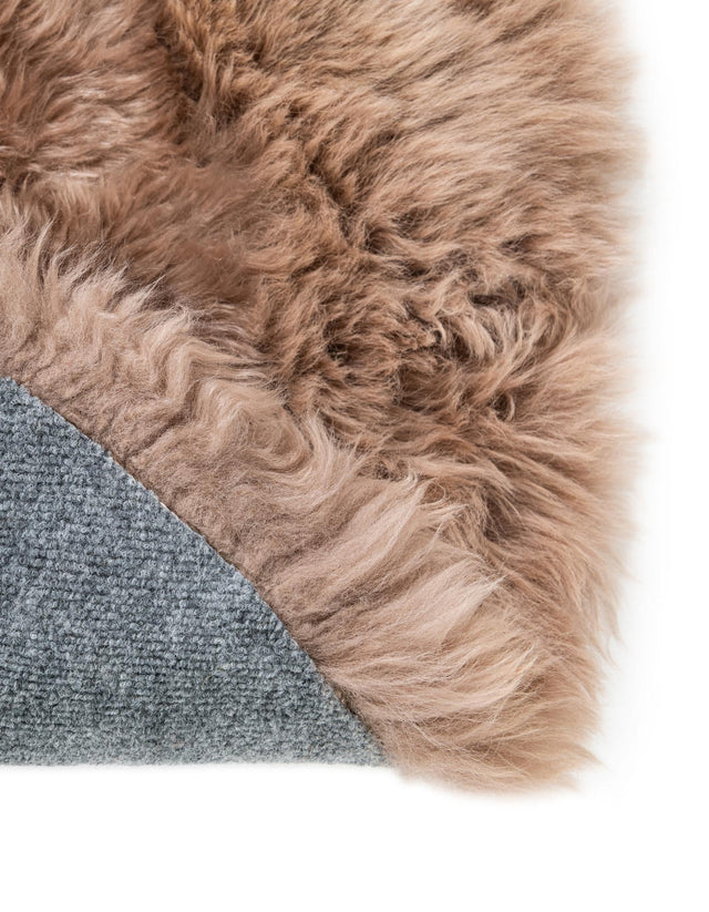 Beige 6' x 6' Natural Sheepskin Square Rug