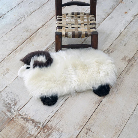 White and Black 2' x 2' 4 Sheepskin Kids Rectangle Rug