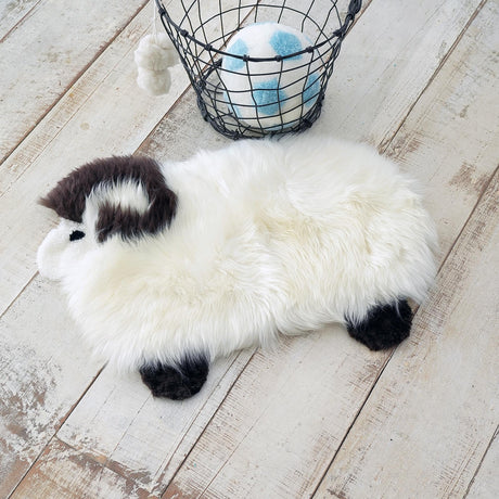 White and Black 2' x 2' 4 Sheepskin Kids Rectangle Rug