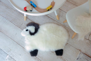 White and Black 2' x 2' 4 Sheepskin Kids Rectangle Rug