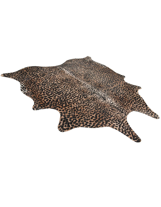 Brown and Black 6' x 6' 3 Cowhide Leather Rectangle Rug