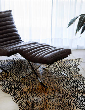 Brown and Black 6' x 6' 3 Cowhide Leather Rectangle Rug
