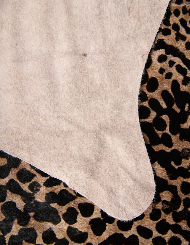 Brown and Black 6' x 6' 3 Cowhide Leather Rectangle Rug