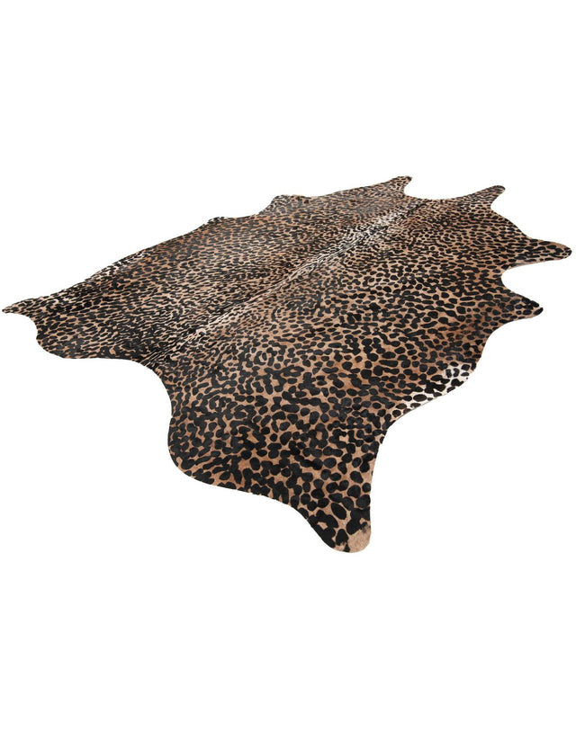 Brown and Black 6' x 6' 3 Cowhide Leather Rectangle Rug